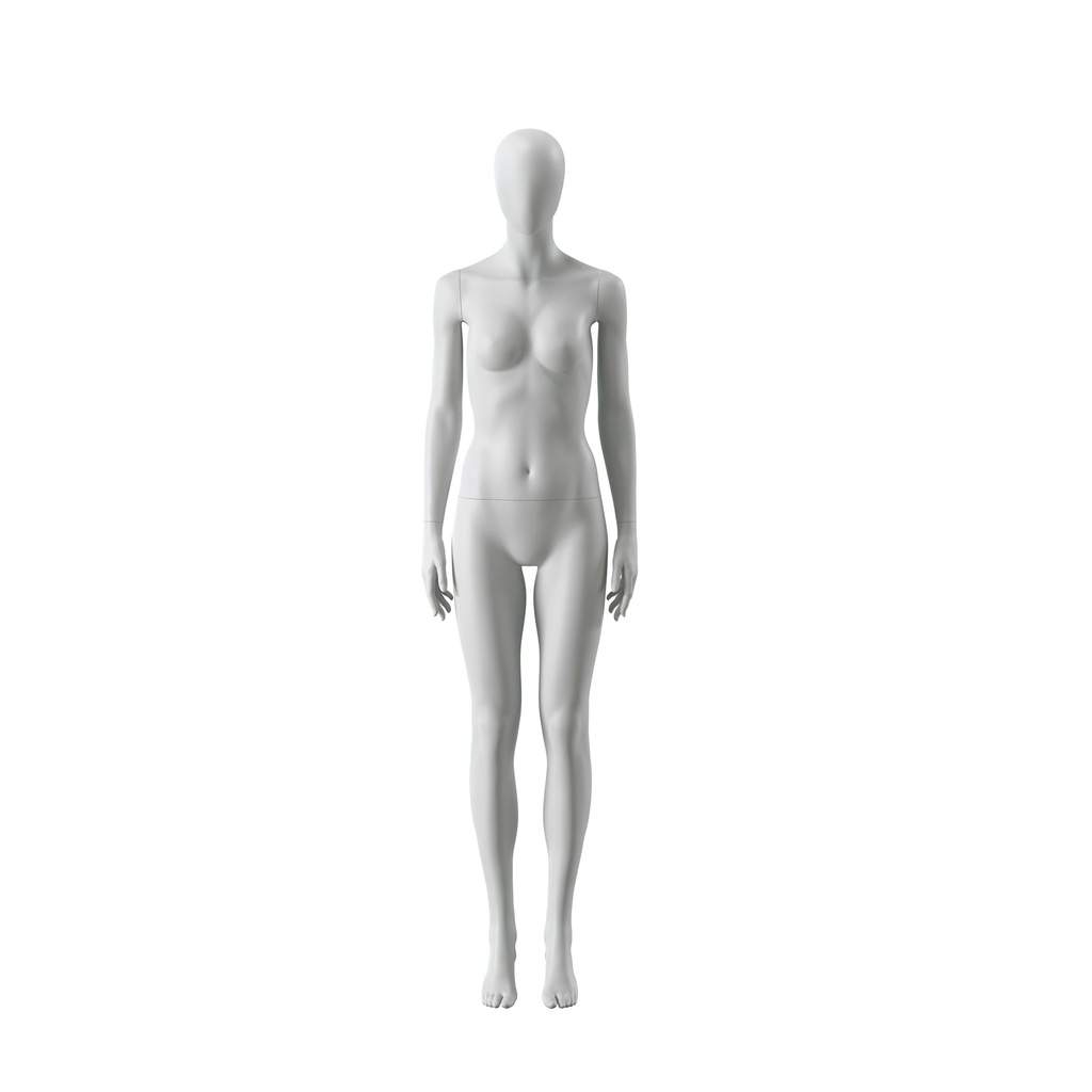 BINK - Abstract grey female mannequin, with abstract head, glass base, pose F014