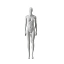 Abstract grey female mannequin, with abstract head, glass base, pose F014