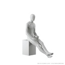 Abstract grey male mannequin, with abstract head, glass base, pose M101