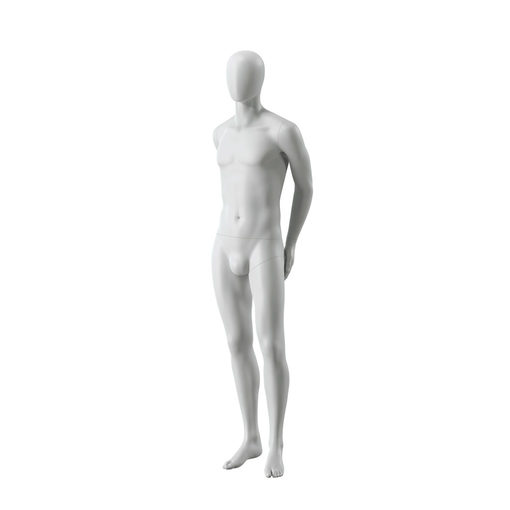 BINK - Abstract grey male mannequin, with abstract head, glass base, pose M104