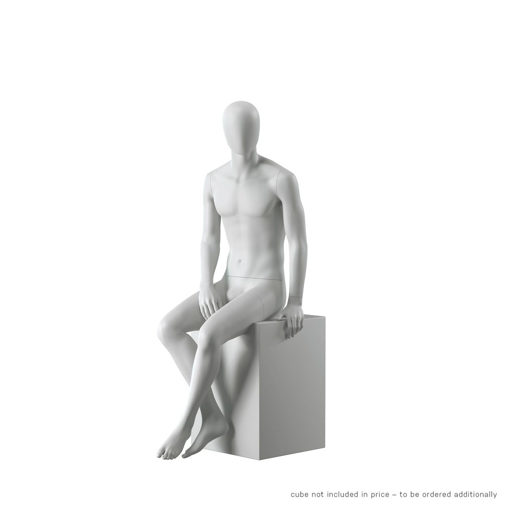 BINK - Abstract grey male mannequin, with abstract head, glass base, pose M107