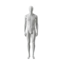 Abstract grey male mannequin, with abstract head, glass base, pose M108