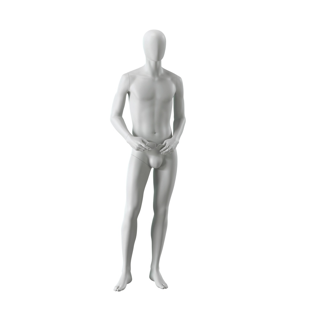 BINK - Abstract grey male mannequin, with abstract head, glass base, pose M111