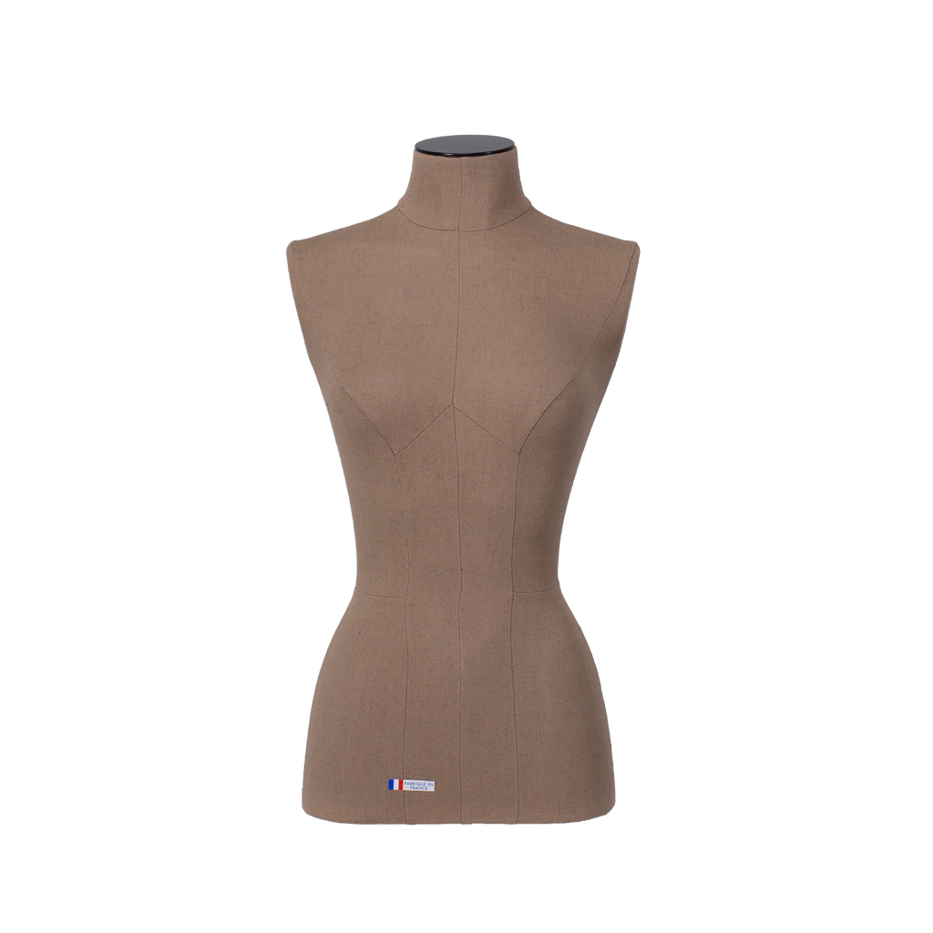 Female torso, PU, overstitched with taupe fabric