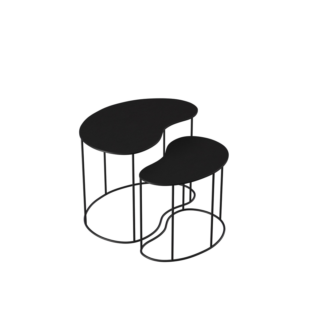 BINK - Set of 2 side tables, black powder-coated metal