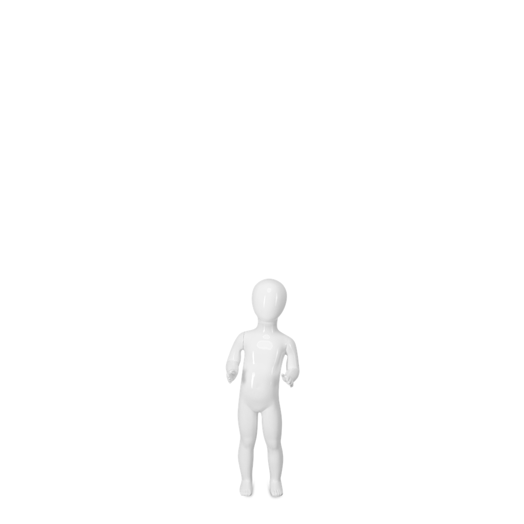 BINK - Unbreakable children's mannequin, 1 year, abstract head, recyclable mannequin made of ABS plastic, glossy white, pose 11
