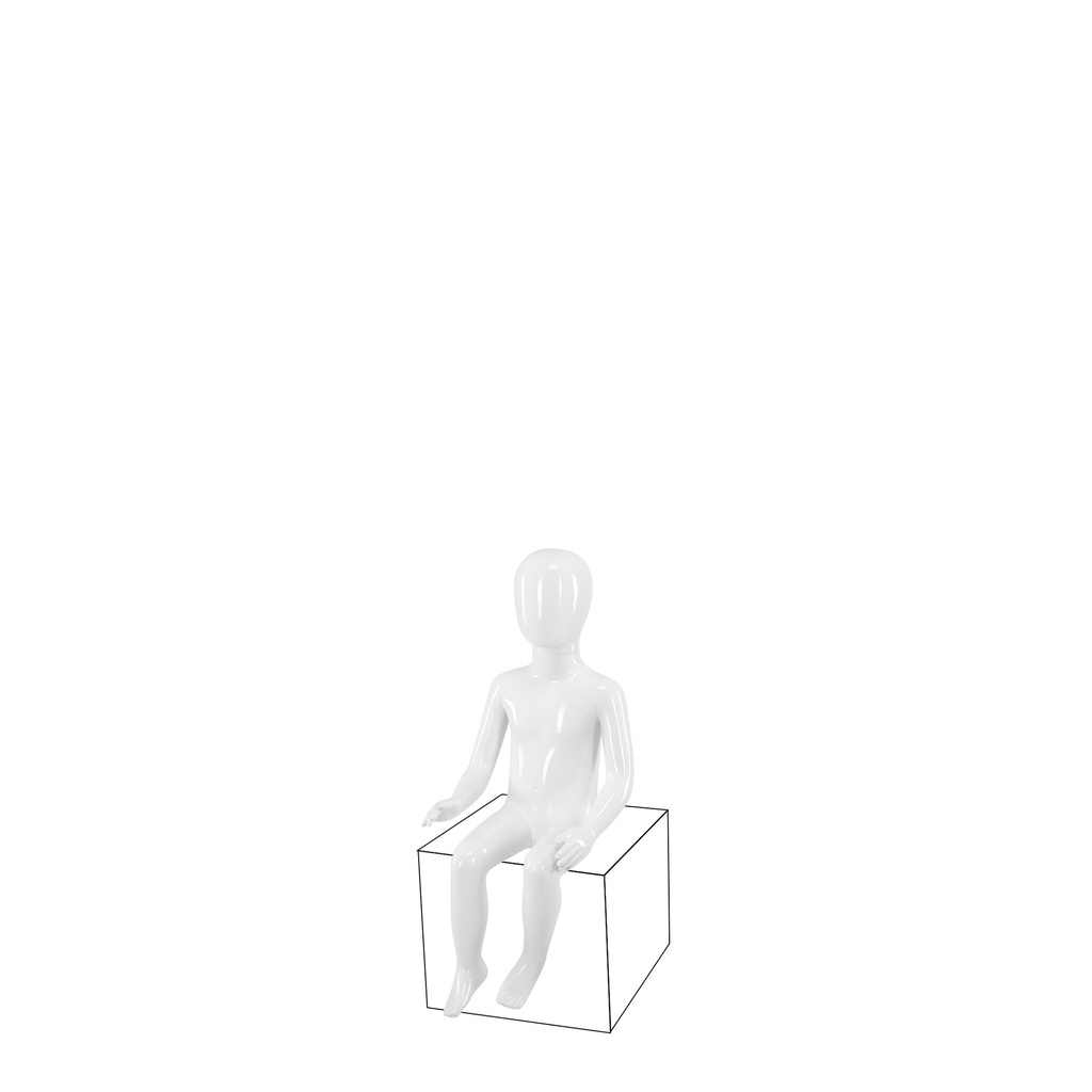 BINK - Unbreakable children's mannequin, 4 years, abstract head, recyclable mannequin made of ABS plastic, glossy white, pose 8