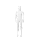 Unbreakable child mannequin, 10 years abstract head, recyclable mannequin made from ABS plastic, matte white, pose 9