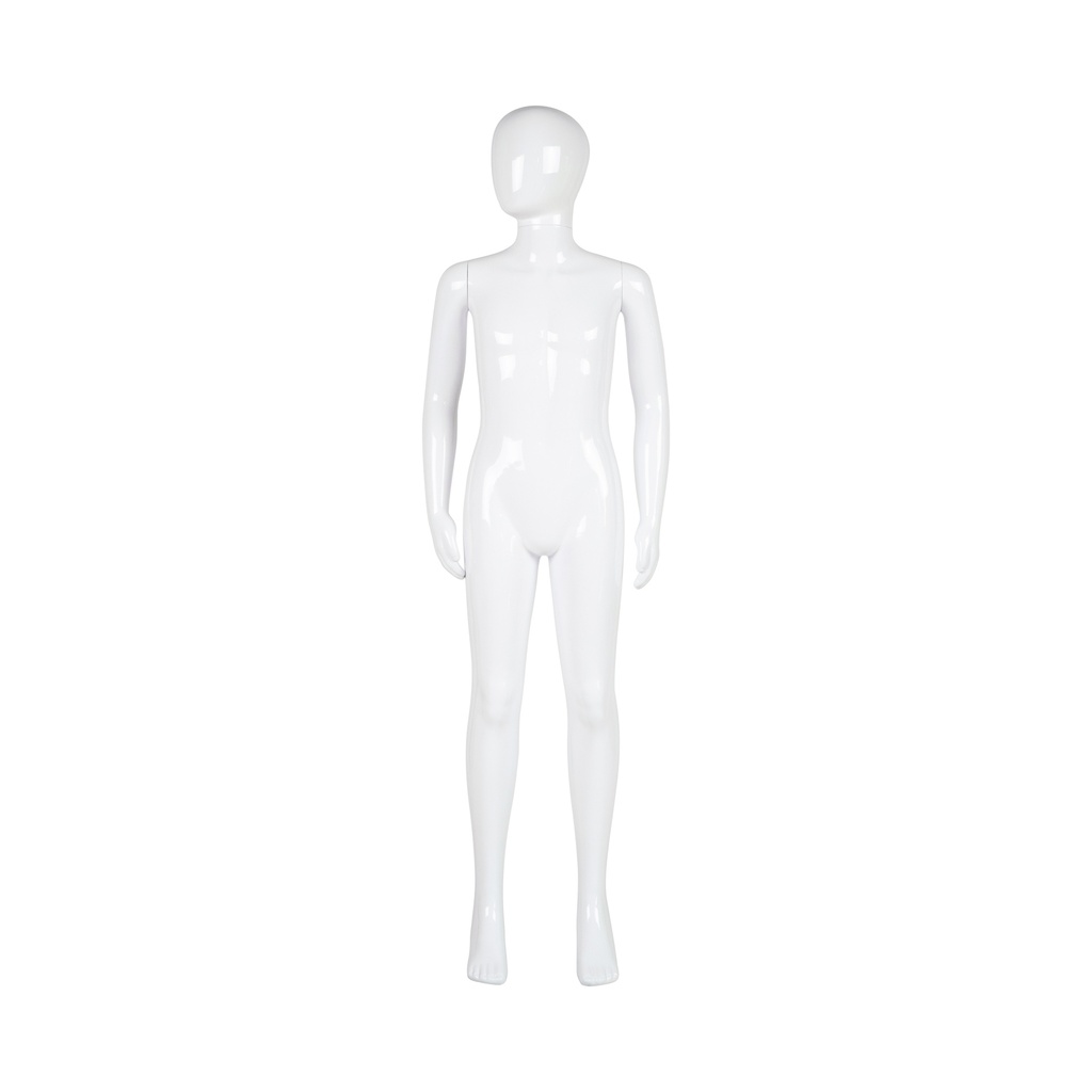 BINK - Unbreakable children's mannequin, 10 years, abstract head, recyclable mannequin made of ABS plastic, glossy white, pose 9