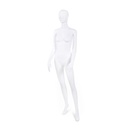 Unbreakable female mannequin, semi-abstract head, recyclable mannequin made from ABS plastic, matte white, pose 19