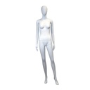 Unbreakable female mannequin, abstract head, recyclable mannequin made from ABS plastic, matte white, pose 19