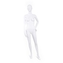 Unbreakable female mannequin, semi-abstract head, recyclable mannequin made from ABS plastic, matte white, pose 20