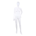 Unbreakable female mannequin, abstract head, recyclable mannequin made from ABS plastic, matte white, pose 20