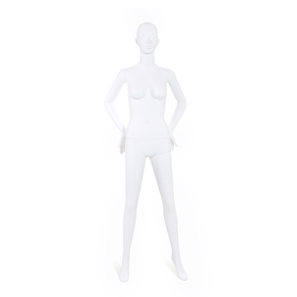 BINK - Unbreakable female mannequin, semi-abstract head, recyclable mannequin made from ABS plastic, matte white, pose 23