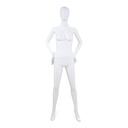 Unbreakable female mannequin, abstract head, recyclable mannequin made from ABS plastic, matte white, pose 23