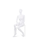 Unbreakable female mannequin, semi-abstract head, recyclable mannequin made from ABS plastic, matte white, pose 30
