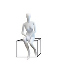 Unbreakable female mannequin, abstract head, recyclable mannequin made from ABS plastic, matte white, pose 30