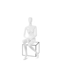 Unbreakable women's mannequin, abstract head, recyclable mannequin made of ABS plastic, glossy white, pose 30