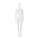 Unbreakable women's mannequin, semi-abstract head, recyclable mannequin made of ABS plastic, glossy white, pose 37