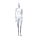 Unbreakable women's mannequin, abstract head, recyclable mannequin made from ABS plastic, matte white, pose 37