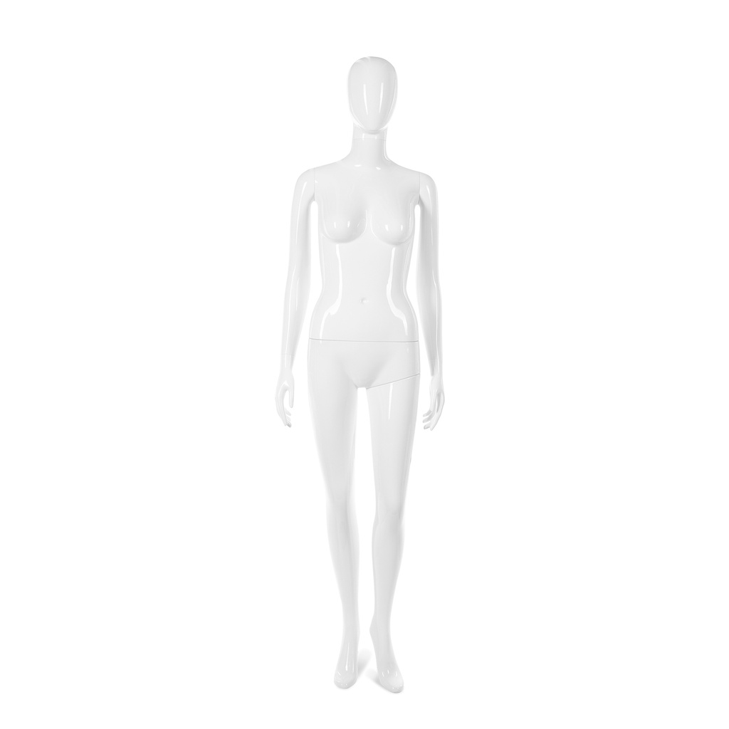 BINK - Unbreakable women's mannequin, abstract head, recyclable mannequin made of ABS plastic, glossy white, pose 37