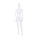 Unbreakable female mannequin, semi-abstract head, recyclable mannequin made from ABS plastic, matte white, pose 42