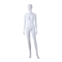 Unbreakable female mannequin, abstract head, recyclable mannequin made from ABS plastic, matte white, pose 42