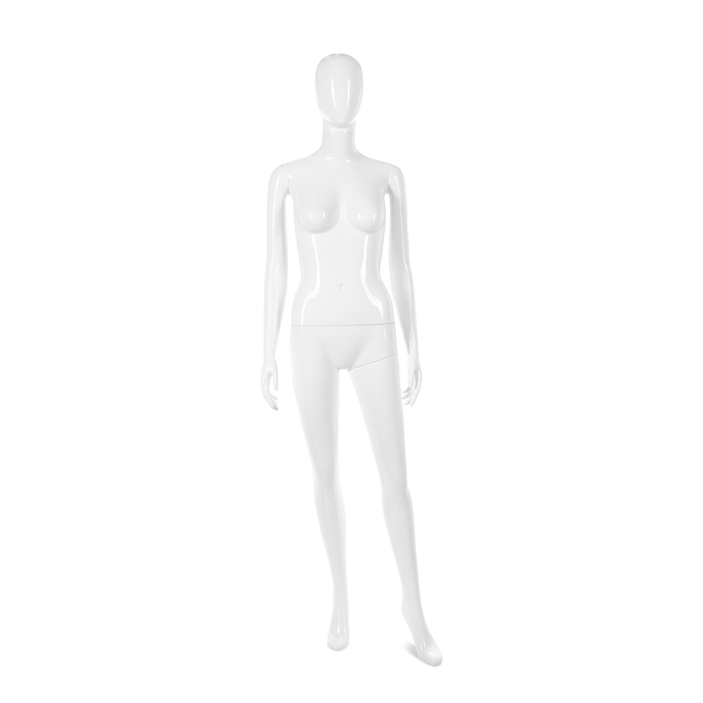 BINK - Unbreakable women's mannequin, abstract head, recyclable mannequin made of ABS plastic, glossy white, pose 42