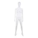 Unbreakable female mannequin, abstract head, recyclable mannequin made from ABS plastic, matte white, pose 43