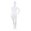 Unbreakable women's mannequin, abstract head, recyclable mannequin made from ABS plastic, matte white, pose 44