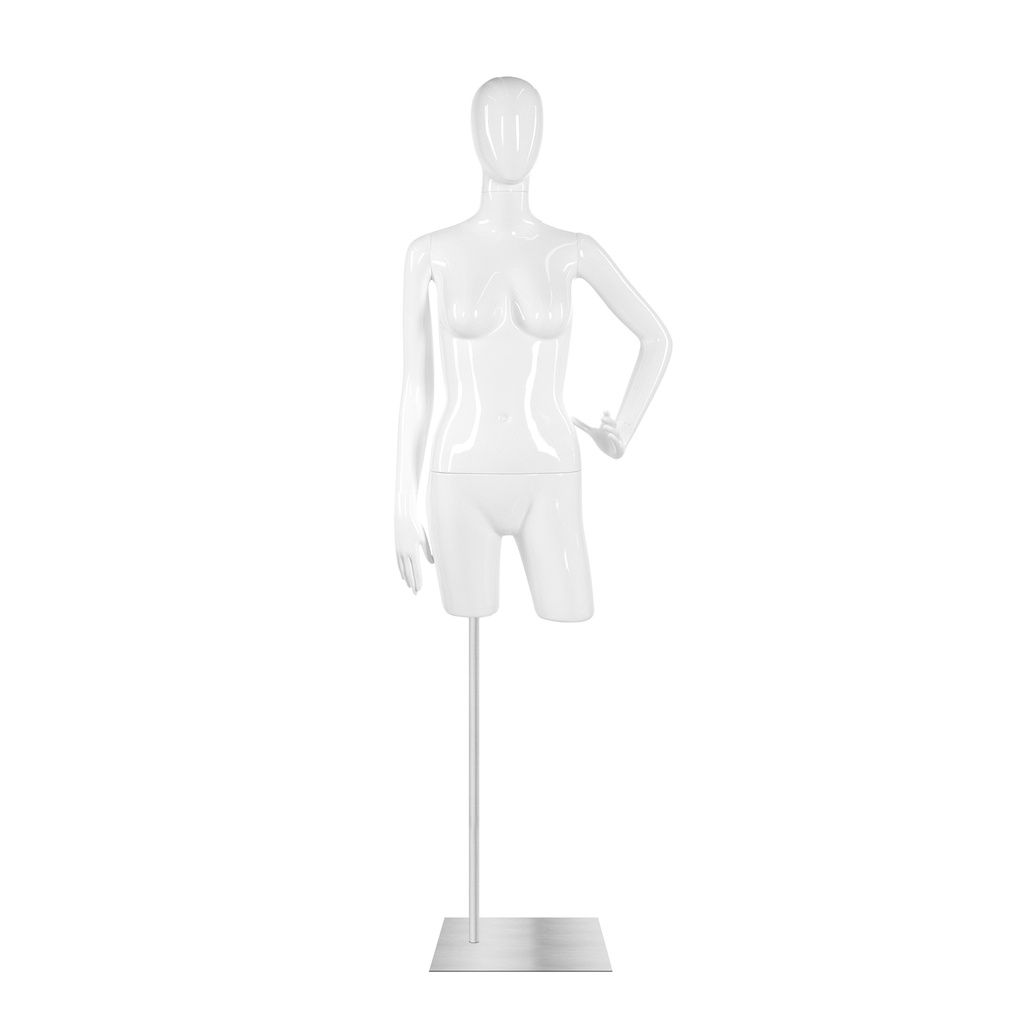 Female torso, abstract head, white glossy, excl base