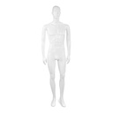Unbreakable men's mannequin, semi-abstract head, recyclable mannequin made of ABS plastic, glossy white, pose 05