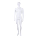 Unbreakable male mannequin, semi-abstract head, recyclable mannequin made from ABS plastic, matte white, pose 05