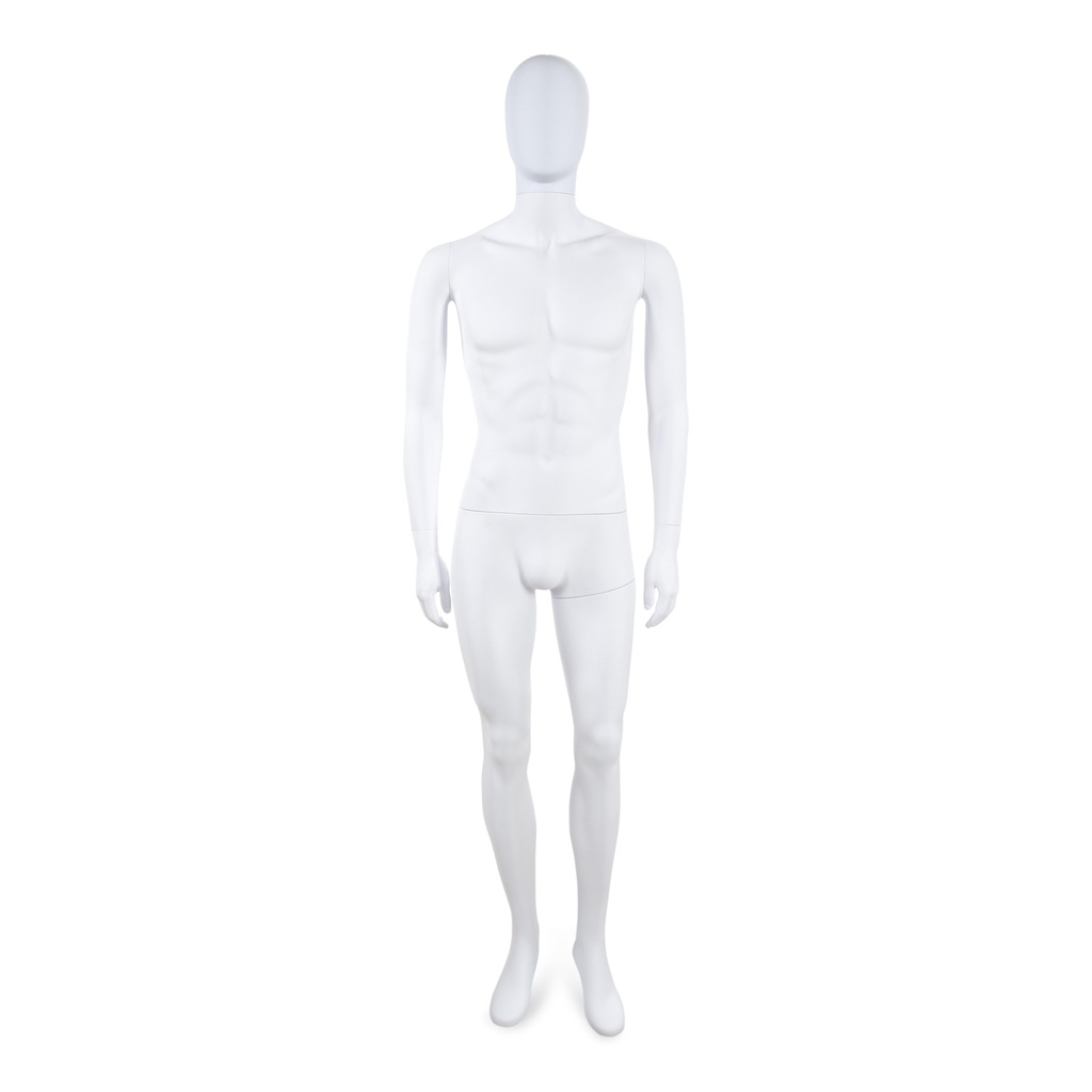 BINK - Unbreakable male mannequin, abstract head, recyclable mannequin made from ABS plastic, matte white, pose 05