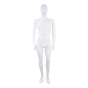 Unbreakable male mannequin, abstract head, recyclable mannequin made from ABS plastic, matte white, pose 05