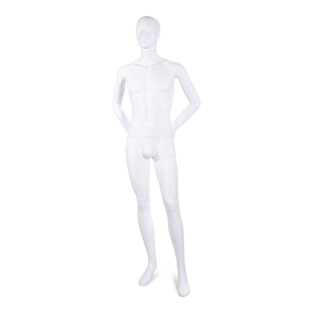 BINK - Unbreakable male mannequin, semi-abstract head, recyclable mannequin made from ABS plastic, matte white, pose 06