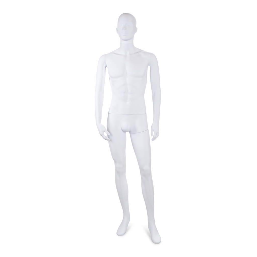 BINK - Unbreakable male mannequin, semi-abstract head, recyclable mannequin made from ABS plastic, matte white, pose 08