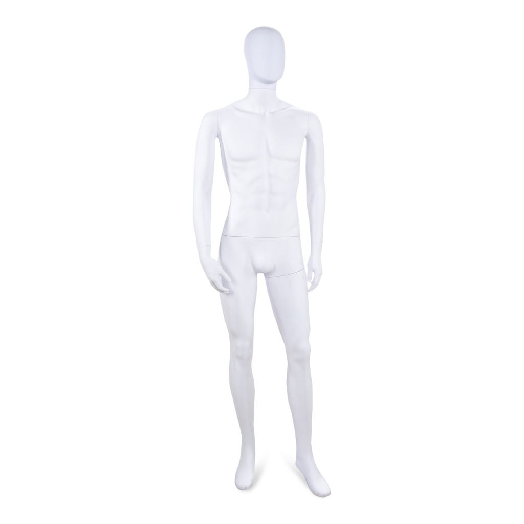 BINK - Unbreakable male mannequin, abstract head, recyclable mannequin made from ABS plastic, matte white, pose 08
