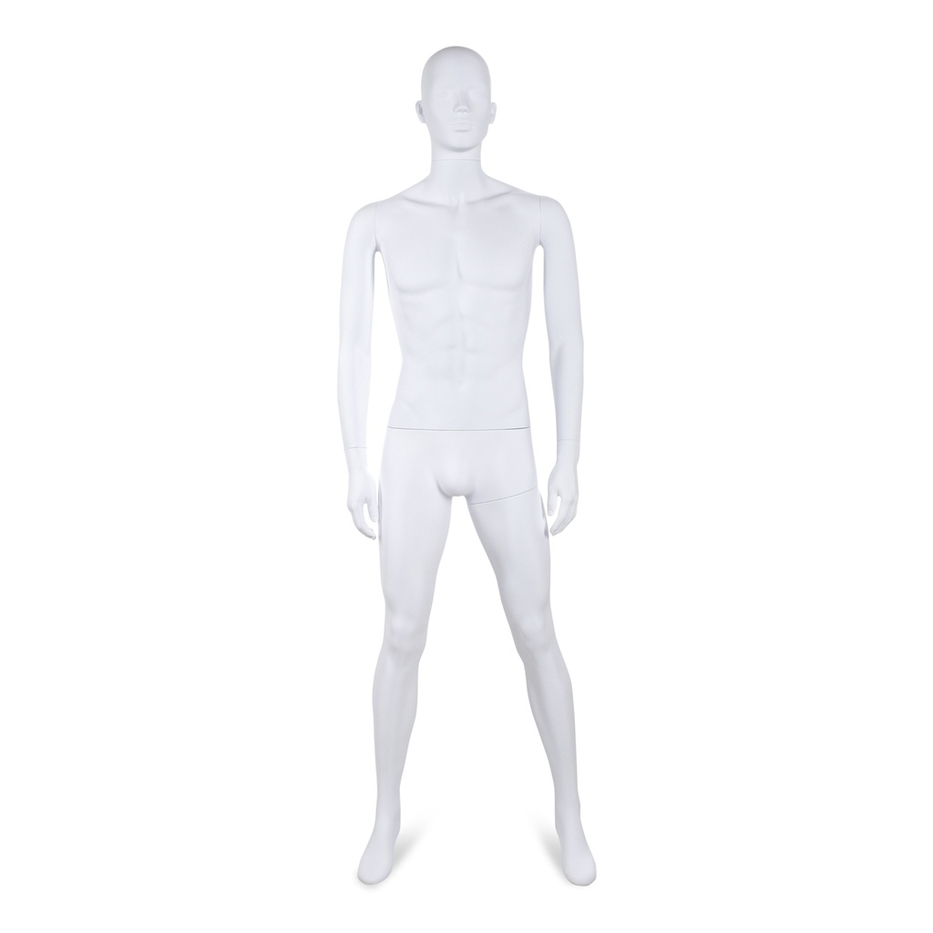 BINK - Unbreakable male mannequin, semi-abstract head, recyclable mannequin made from ABS plastic, matte white, pose 10