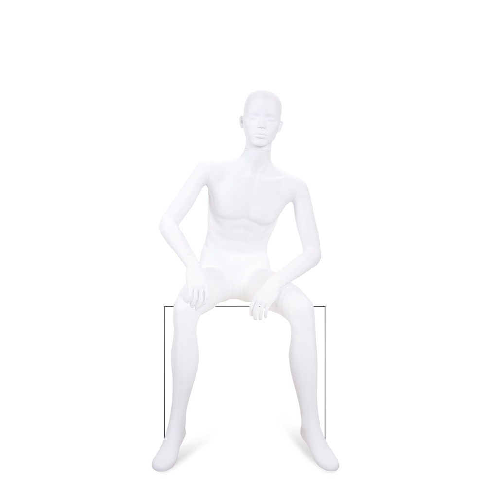 BINK - Unbreakable male mannequin, semi-abstract head, recyclable mannequin made from ABS plastic, matte white, pose 12