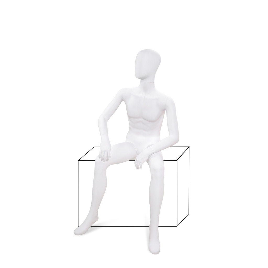 BINK - Unbreakable male mannequin, abstract head, recyclable mannequin made from ABS plastic, matte white, pose 12