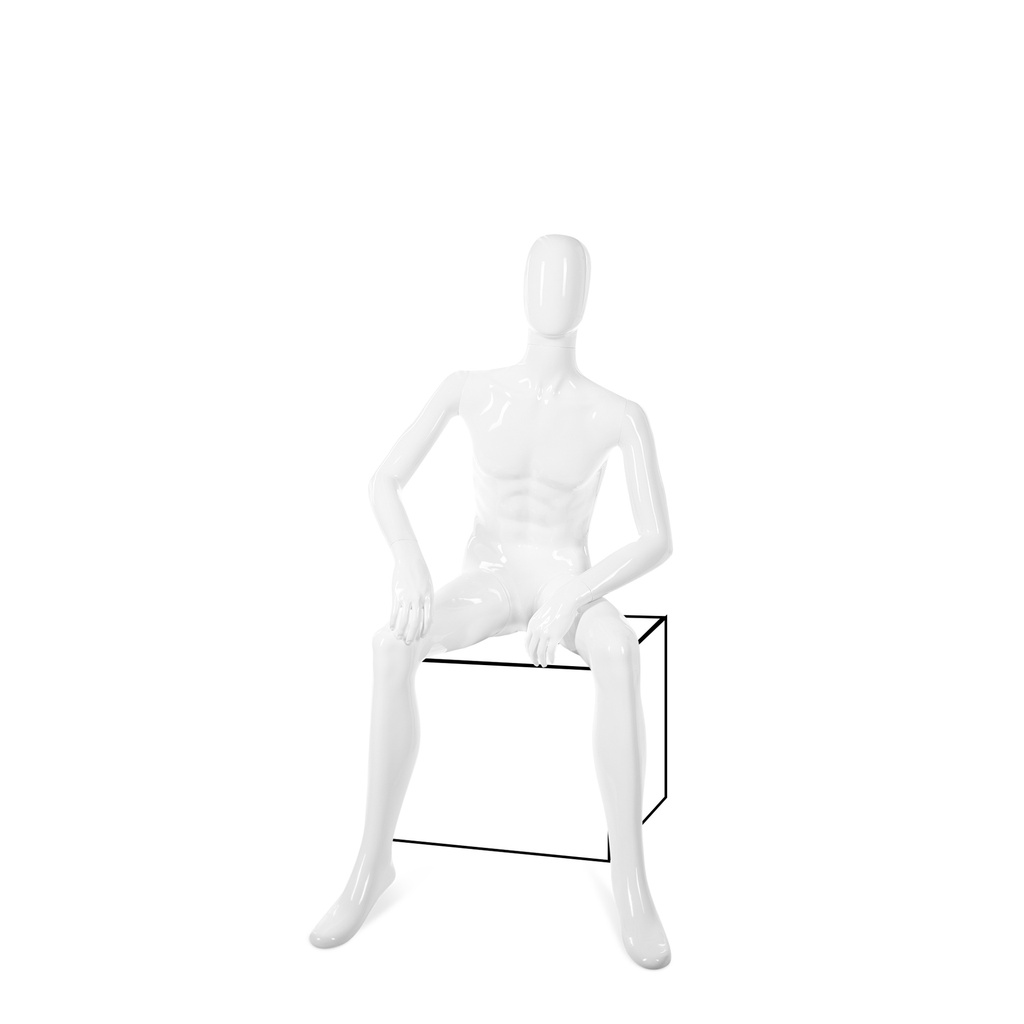 BINK - Unbreakable men's mannequin, abstract head, recyclable mannequin made of ABS plastic, glossy white, pose 12