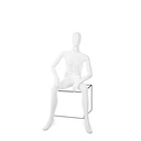 Unbreakable men's mannequin, abstract head, recyclable mannequin made of ABS plastic, glossy white, pose 12