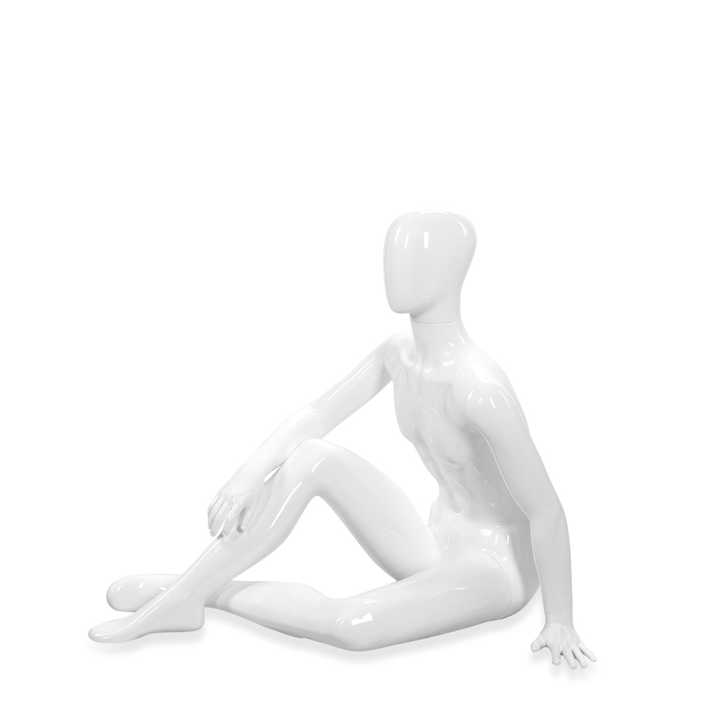 BINK - Unbreakable men's mannequin, abstract head, recyclable mannequin made of ABS plastic, glossy white, pose 13