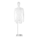 Male torso, abstract head, white glossy, excl base