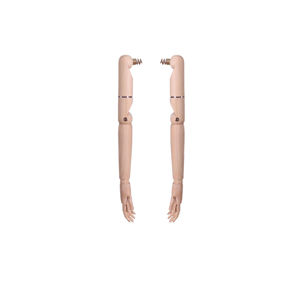 Pair of articulated wooden arms for couture torso, children, 8 year, raw massive wood