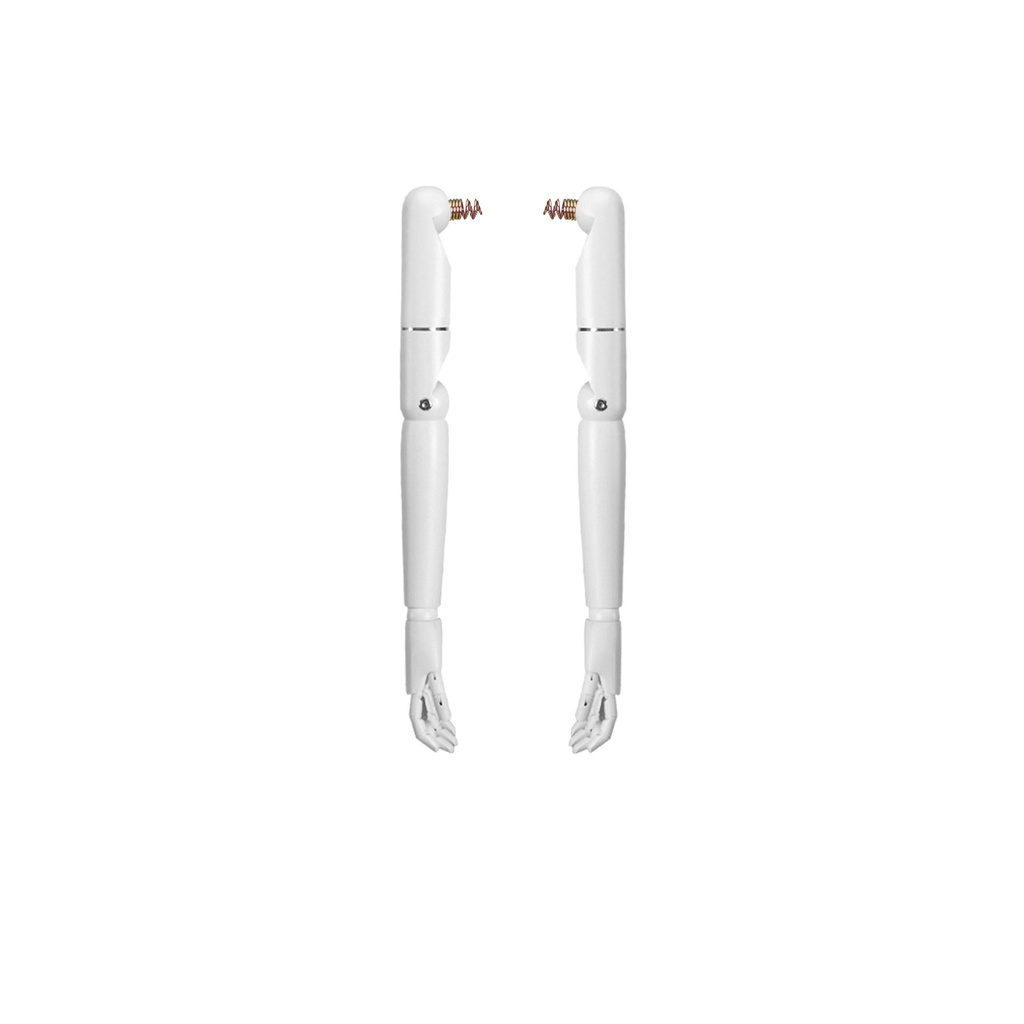 BINK - Pair of articulated female wooden arms, wood sprayed white mat, spring connection