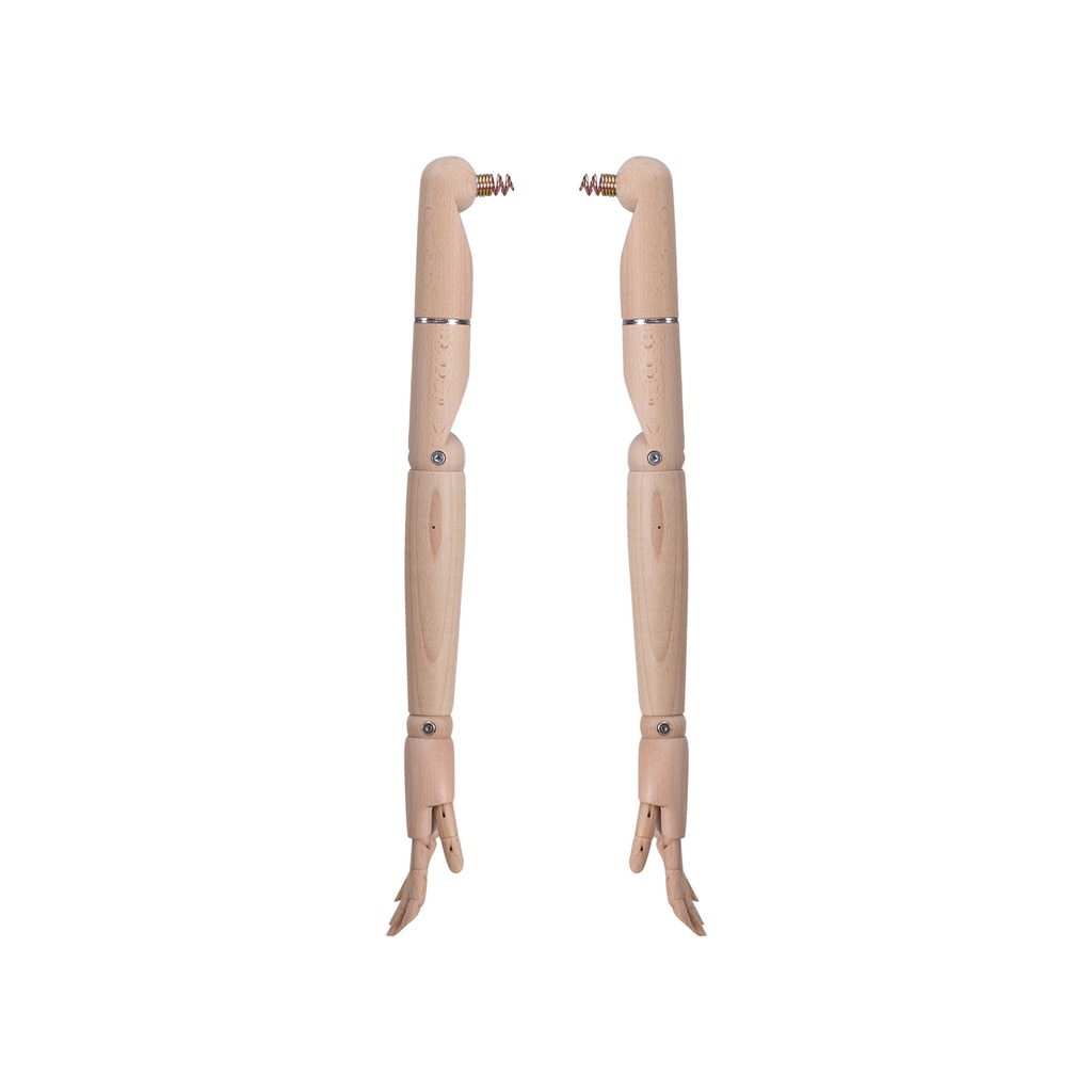 BINK - Pair of articulated wooden arms, female, for couture buste, raw wood