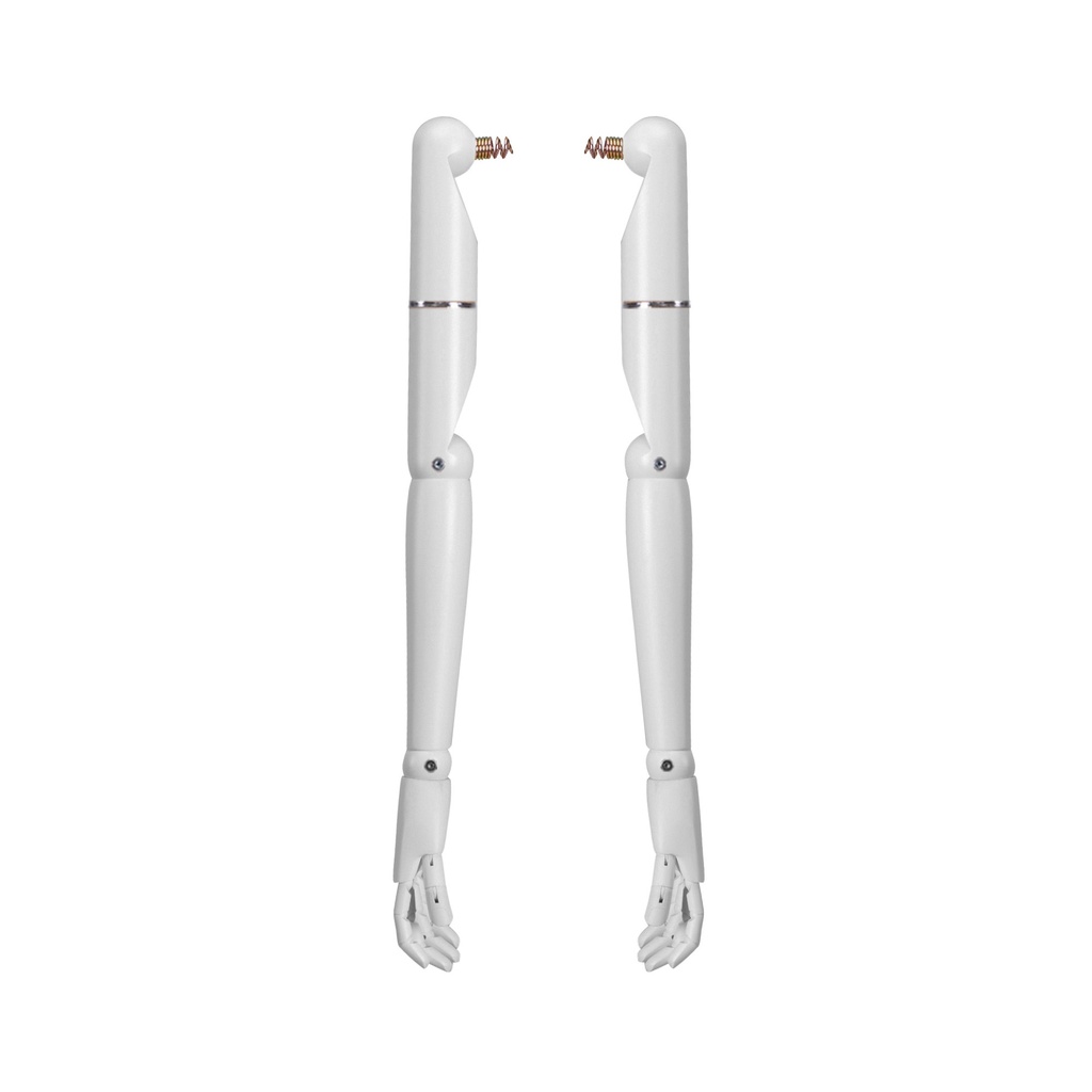 BINK - Pair of articulated wooden arms, male, for couture buste, lacquered matt white