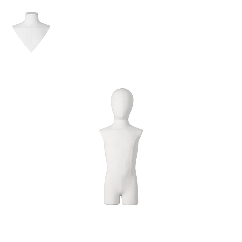 BINK - Dress form with legs, child, 4 years, covered with white woven fabric, removable abstract head